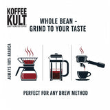 Koffee Kult Dark Roast Whole Bean Coffee - Small Batch 100% Arabica Gourmet Blend, Smooth and Well Balanced Artisan Roasted in 32oz Resealable Package