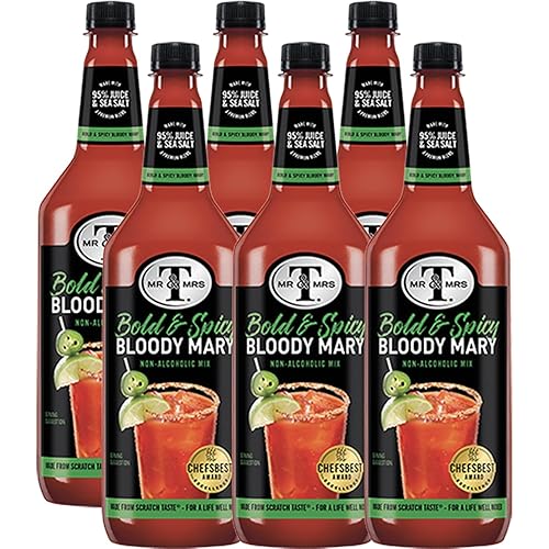 Mr & Mrs T Bold & Spicy Bloody Mary Mix, 1L Bottle, - Premium Cocktail Mixer for Spicy Bloody Marys, Ready to Use