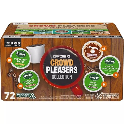JOEDOT K-Cup Pod Crowd Pleasers Collection Variety Pack, Five popular light roast, medium roast and flavored coffees (72 ct.)
