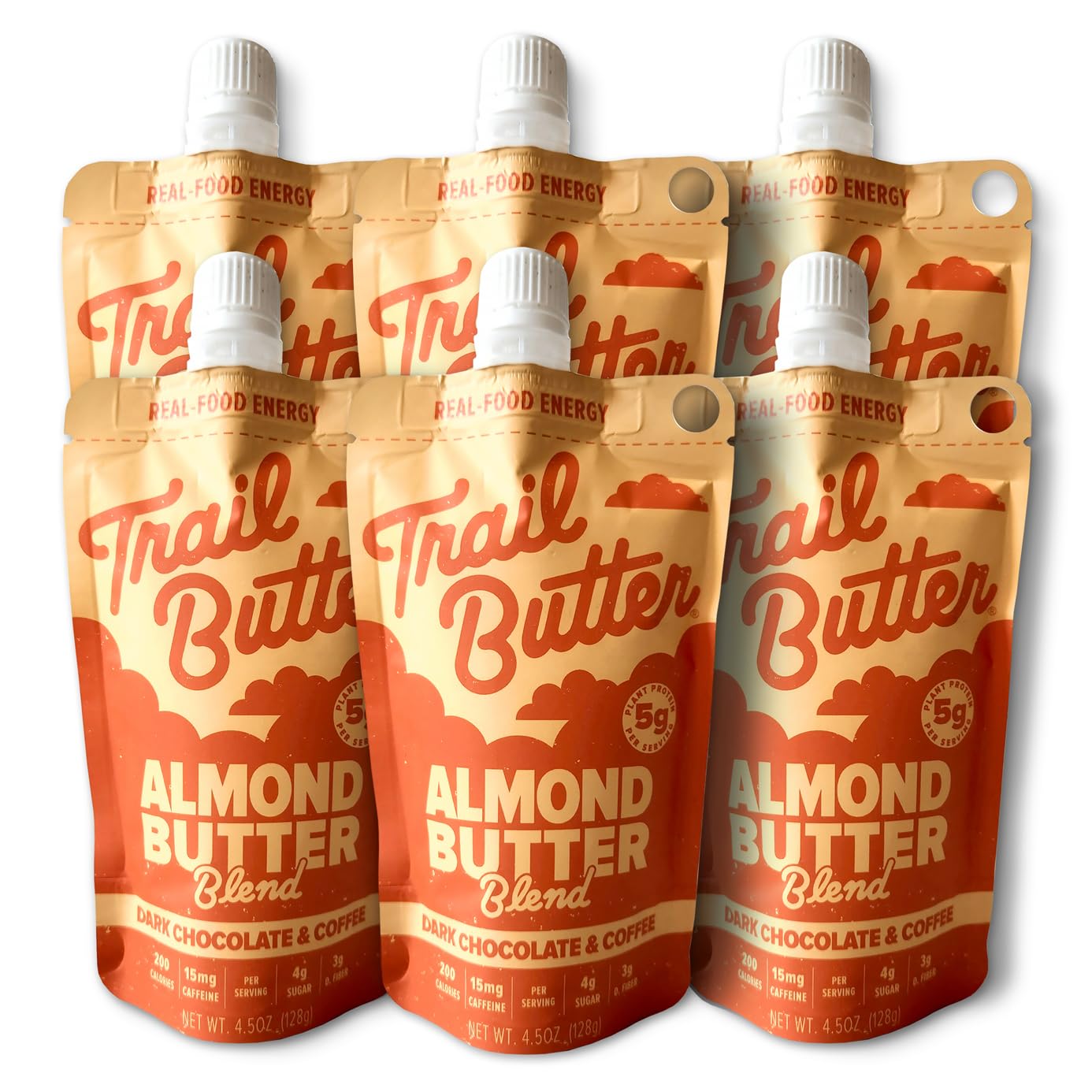 Trail Butter Big Squeeze Nut Butter Energy Pouches, 4.5oz (6-Pack) - Real Food Endurance Fuel, Protein Snack for Hiking, Camping & Active Lifestyles