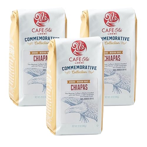 CAFE Ole Chiapas Ground Commemorative Collection Medium Roast Coffee 12oz (3 Bags)