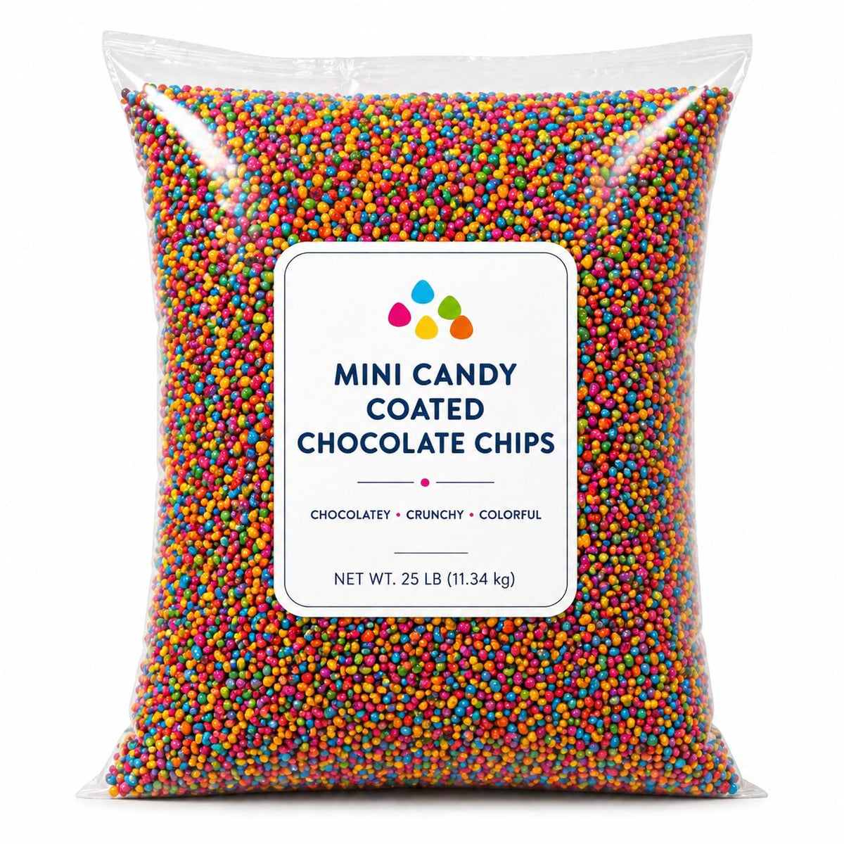 Mini Candy-Coated Chocolate Chips - Rainbow Chocolate Bits - Colorful Candy Shell Chocolate Drops - Bulk Candy for Baking, Toppings & Parties (25 lb)
