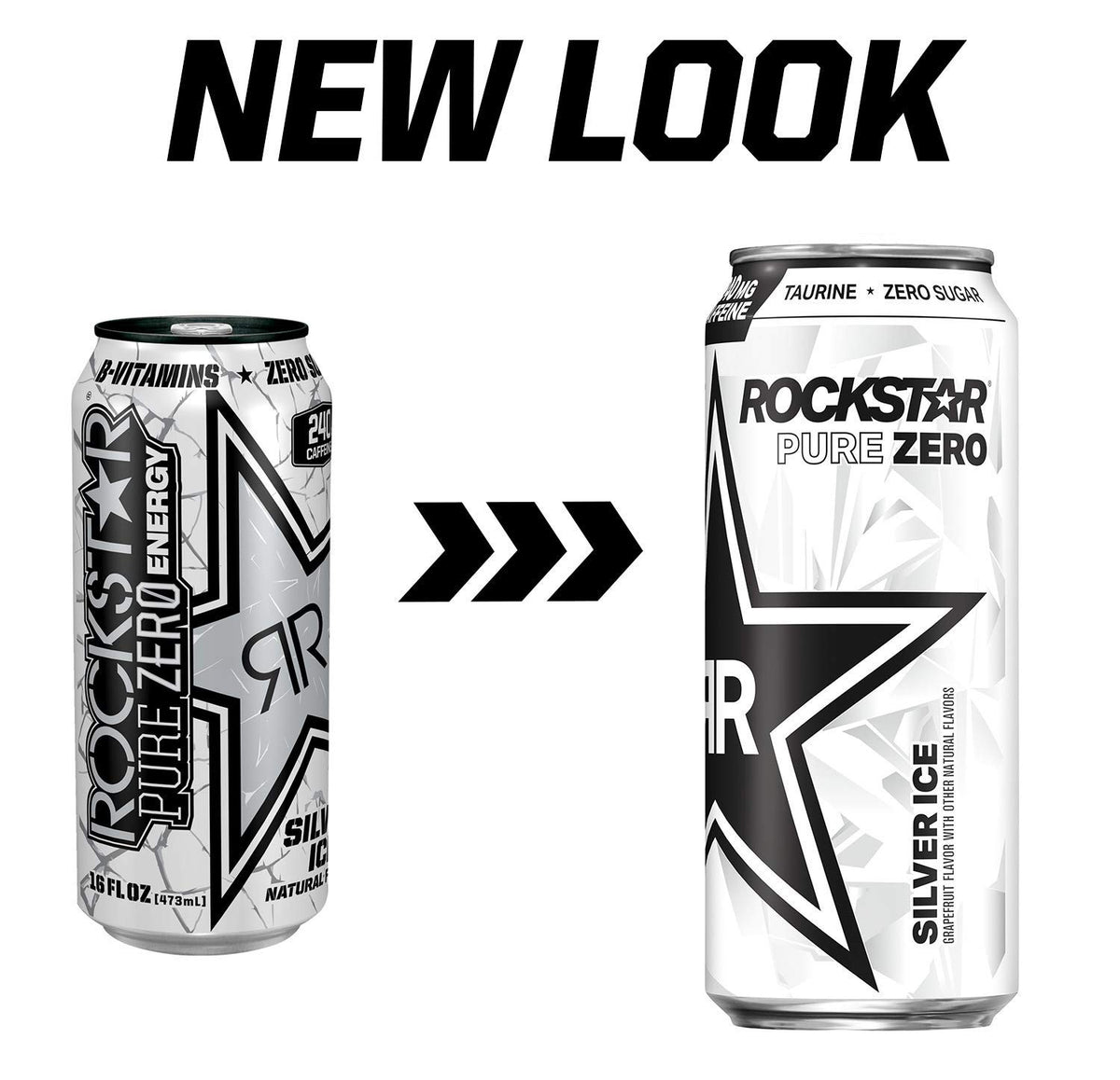 4 Pack - Rockstar Pure Zero Silver Ice - 16oz.