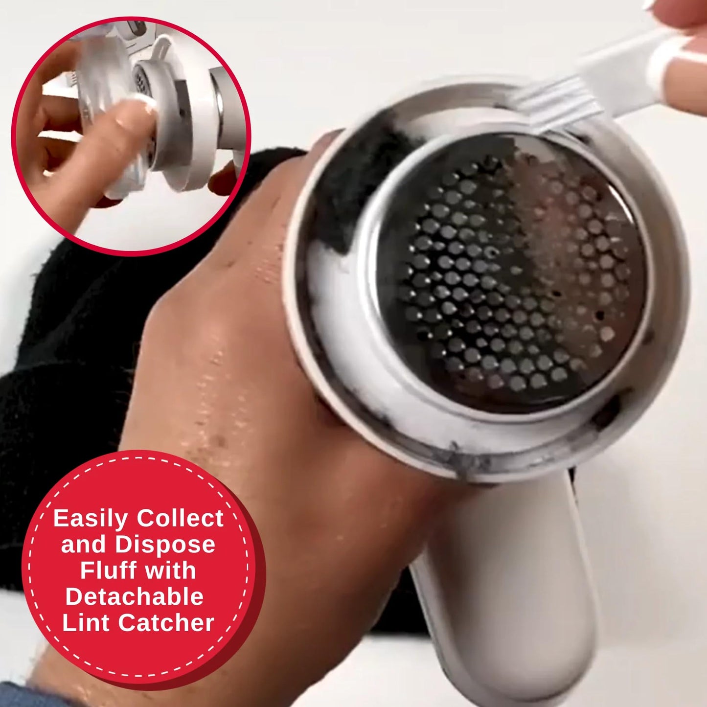 SINGER Compact Fabric Shaver and Lint Remover | Portable, Battery Operated Device with 3 Stainless Steel Blades & Detachable Lint Catcher
