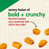 Snak Club Tajin Toasted Corn, Roasted Corn Nuggets with Chili and Lime Seasoning, Mild, 11 oz Resealable Bag