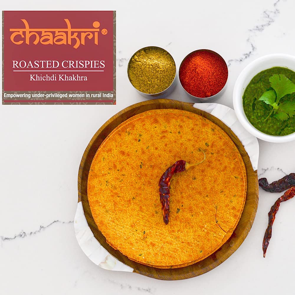 Chaakri Khakhra; Value Pack(21 oz): 3 Packs of 10 Khakhras each; 3 X 200g, Total 600g) Hand rolled khakhra, roasted crispies, No Preservatives