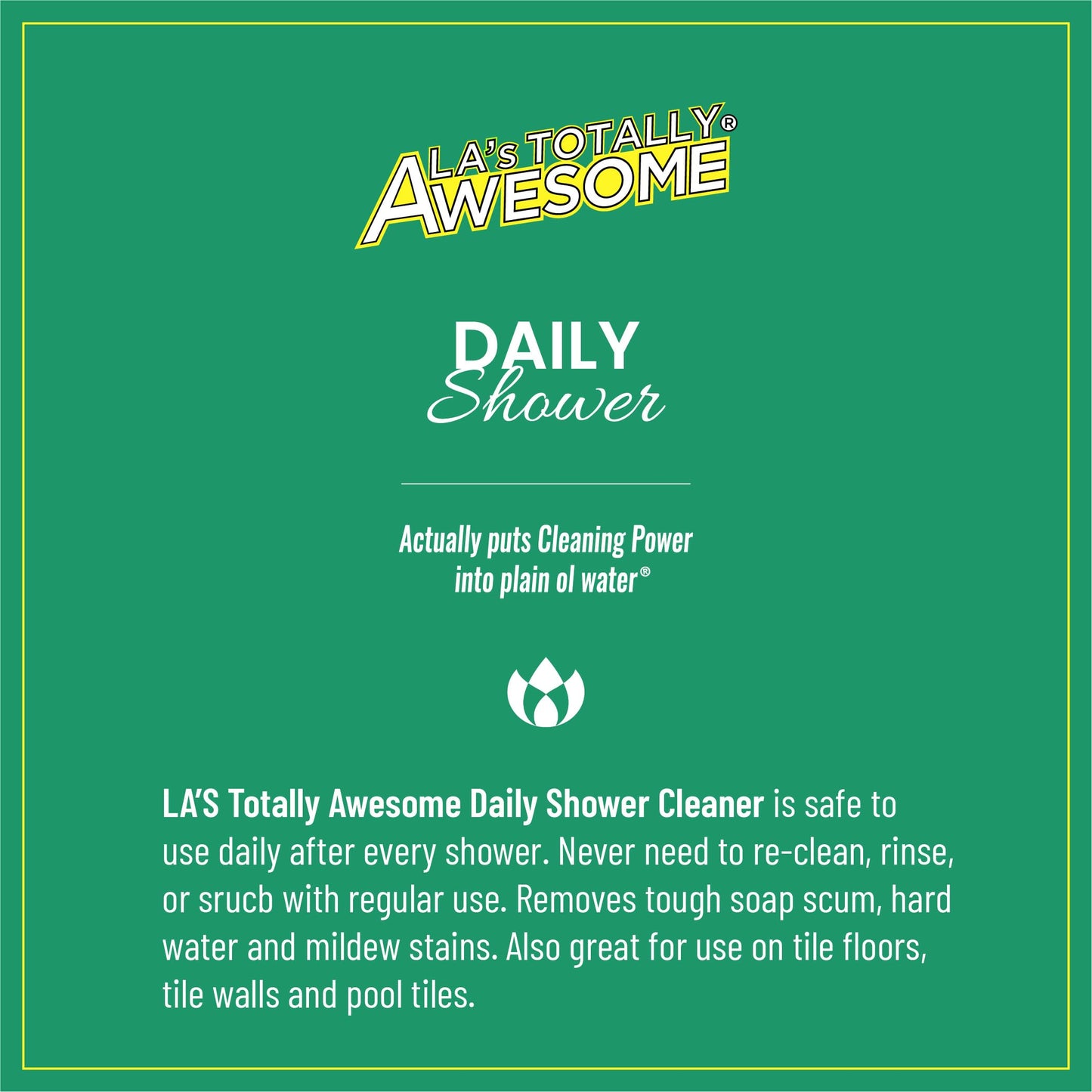 La's Totally Awesome Daily Shower Cleaner Spray, For Showers, Tubs and more, Plant-Derived Formula, 32 Fl Oz (Pack of 4)