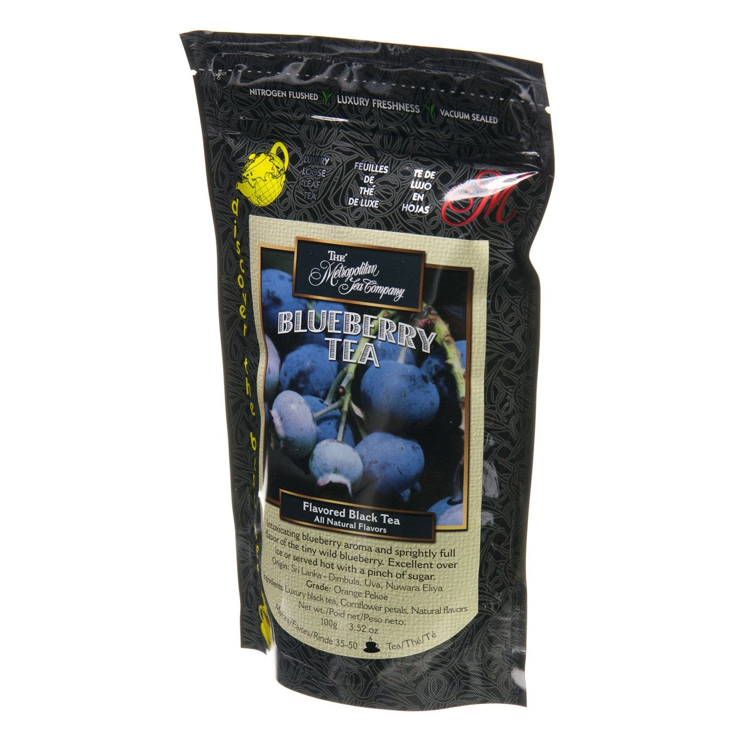 Metropolitan Tea Discovery Loose Tea Pack, Blueberry Flavored Black, 100gm
