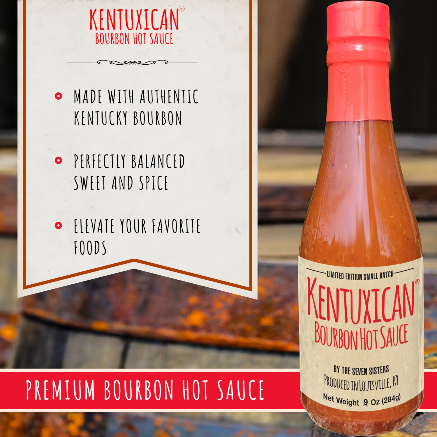 Kentuxican Bourbon Hot Sauce - Premium Mexican Hot Sauce Made with Authentic Kentucky Bourbon, Habanero, Carolina Reaper, Chile de Arbol - Natural