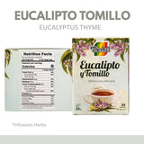 Té de Eucalipto & Tomillo (Eucalyptus & Thyme Tea) - 25 Tea Bags - 100% Natural, Vegan - Premium Therbal Brand