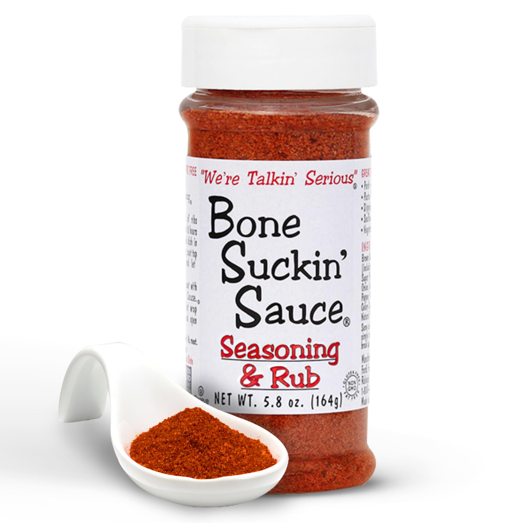 Bone Suckin' Seasoning & Rub, Original Blend, 5.8 Oz, Grilling Rubs, Dry Pork Rub, Gluten-Free, Non-GMO, Kosher, Great on Ribs, Pork, Beef, Chicken