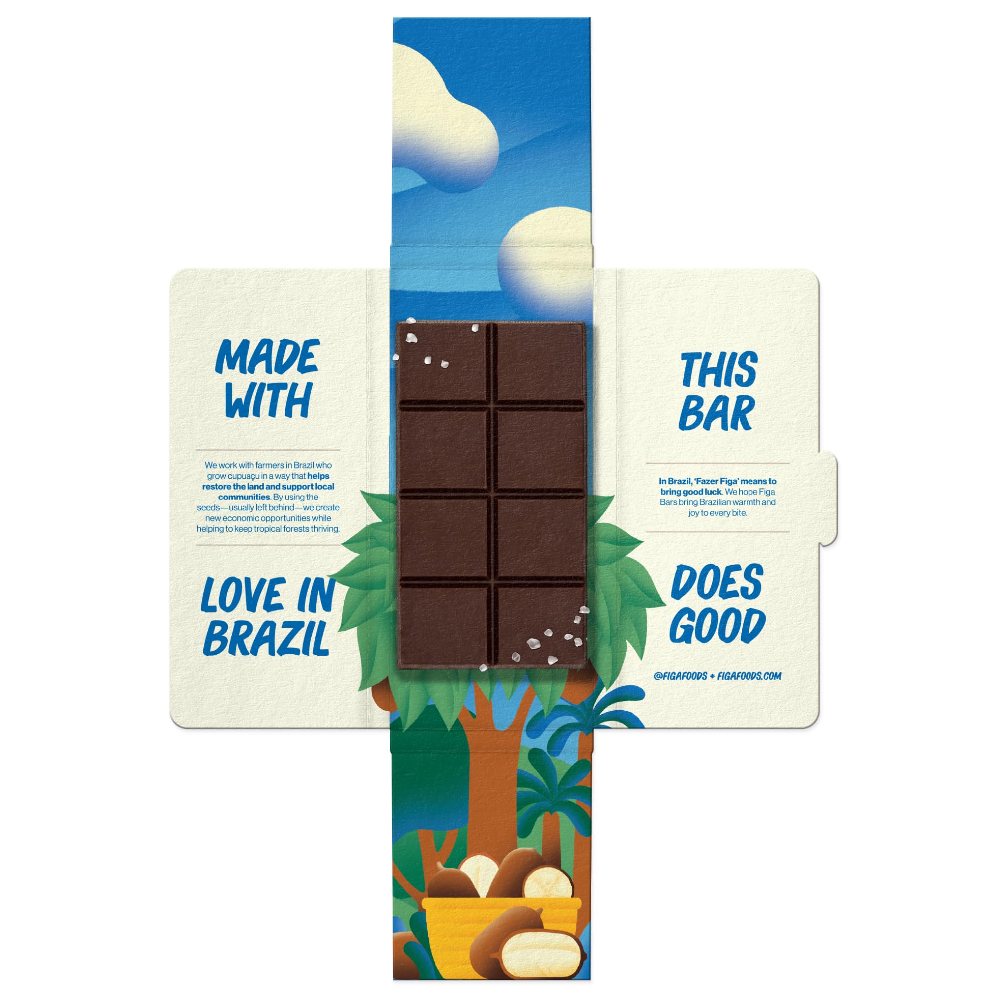 Figa Foods 63% Salty Cupuaçu Bar - Date Sweetened, Vegan, Gluten Free, Caffeine Free, Only 3 Ingredients plus Sea Salt - Chocolate's Brazilian Cousin