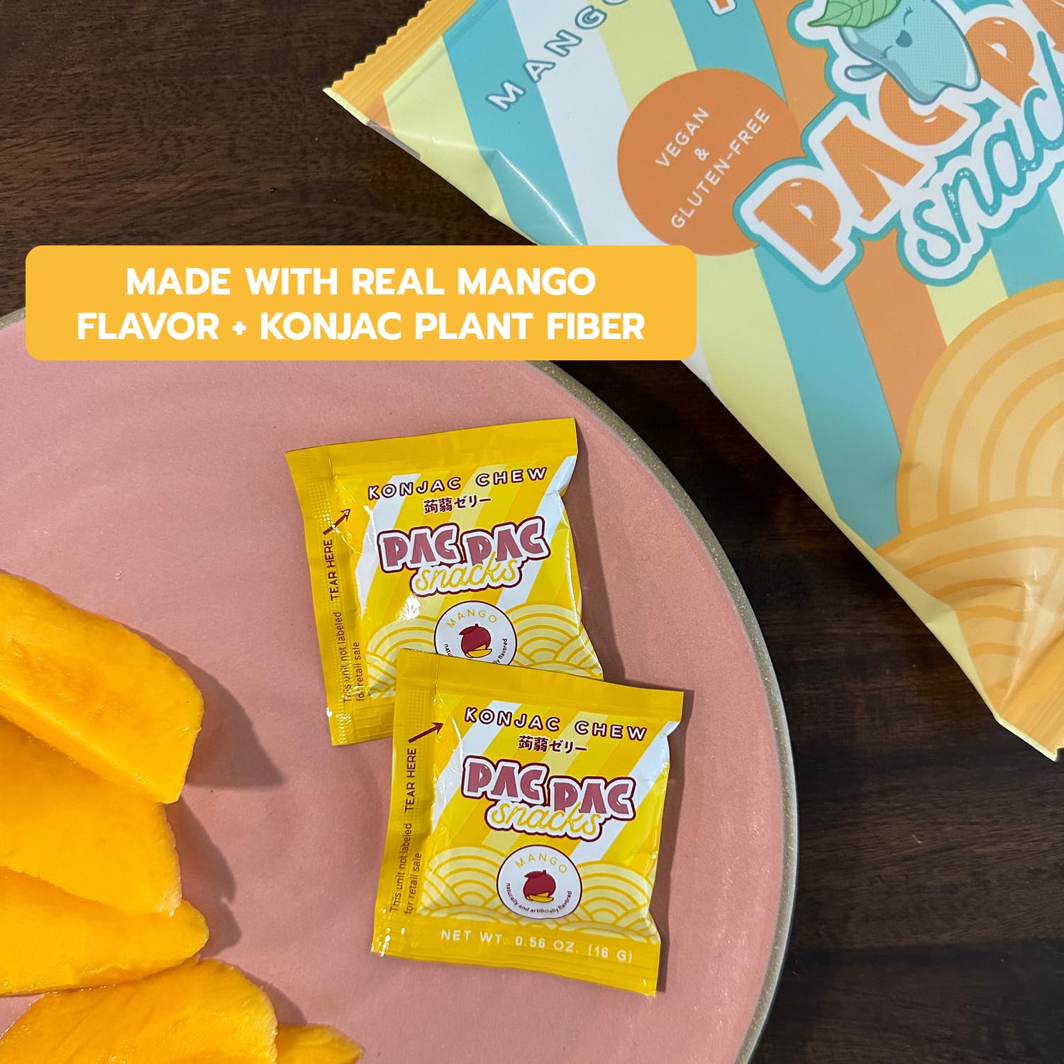 Mango Konjac Chews | Premium Konjac Jelly Treats | Vegan, Gluten-Free, Low-Calorie | Crafted in Japan | Only 4g Sugar, 0g Fat per Serving | Refreshing
