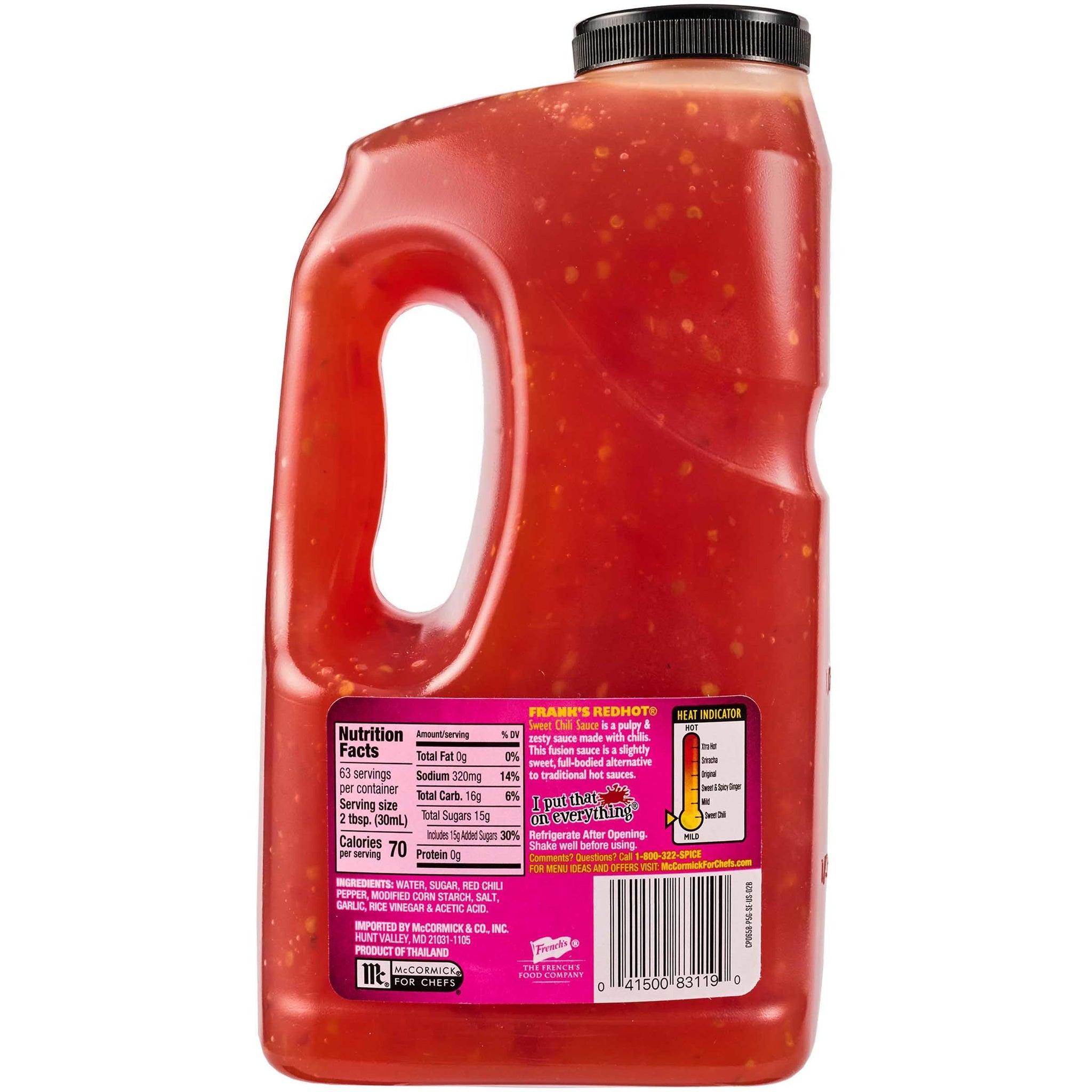 Frank's RedHot Sweet Chili Sauce, 0.5 gal - One Half Gallon Bulk Container of Sweet Chili Hot Sauce for Wings, Pizza, Sandwiches, Stir Fry, and More