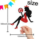 58 Red & Black Sitting Girl Silhouette Cake Topper Decorations with Glamour for Lady 58 Birthday Theme Queen Sexy Party Decor Supplies