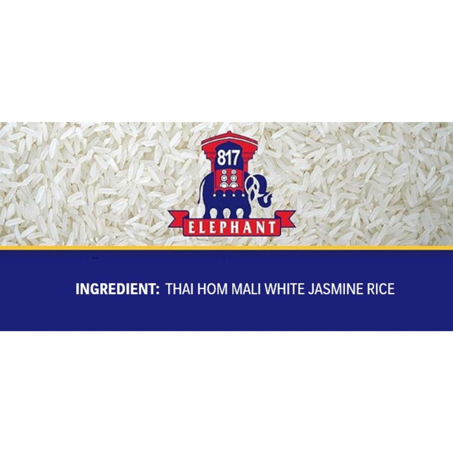 817 Elephant Thai Hom Mali Jasmine Rice - 15 lb Bag - Authentic White Rice - Great for Thai Recipes, Curries & Pilafs - Cook in Microwave or on Stove Top