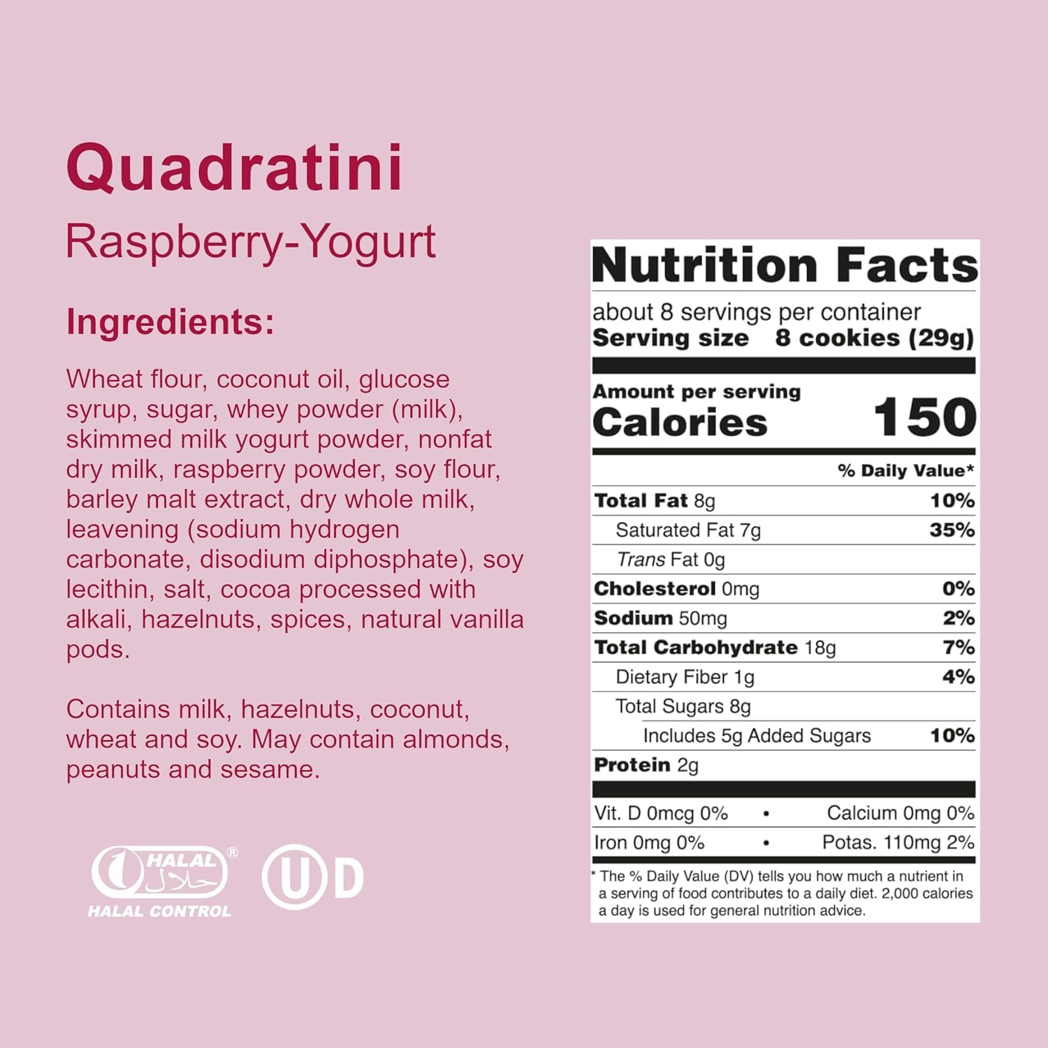 Loacker Quadratini Raspberry Yogurt Wafer Cookies LARGE - 30% Less Sugar - Premium Crispy Bite Size Wafers - LARGE Pack of 6