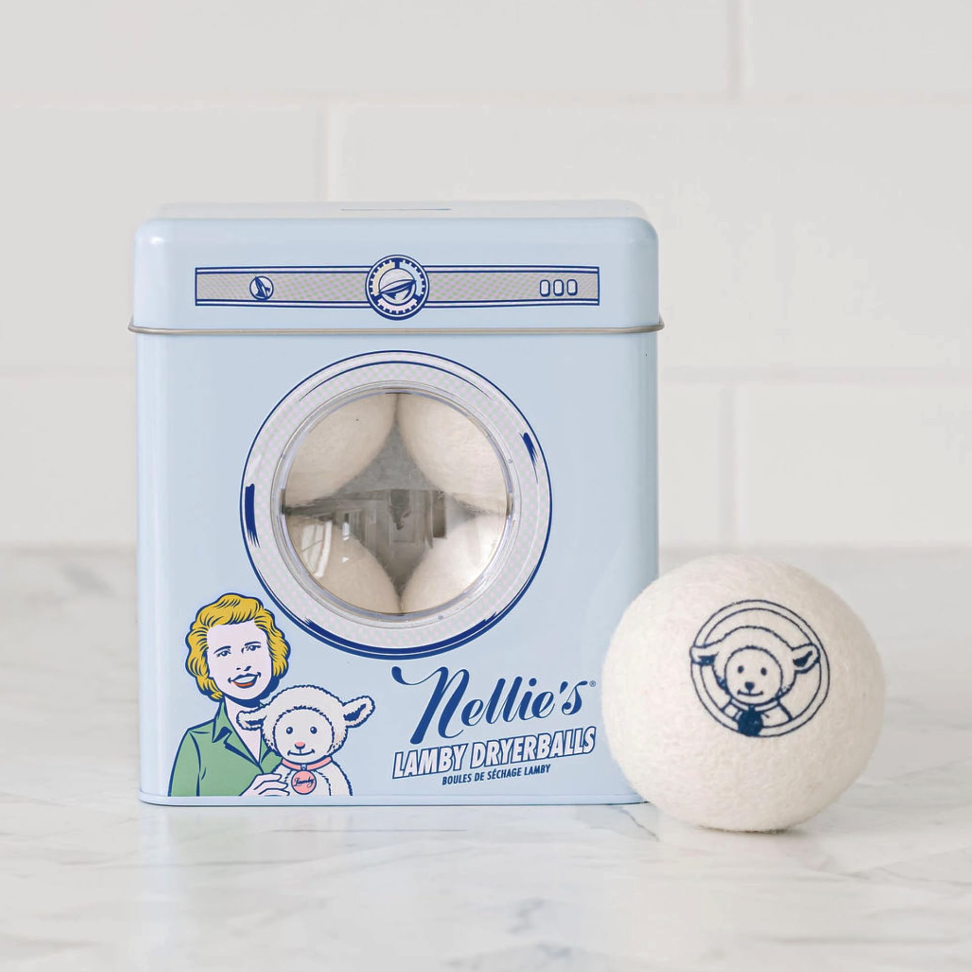 Nellie's Lamby Dryerballs, 4-Pack - Reusable Fabric Softener for 500+ Loads - 100% Pure New Zealand Wool, Silent in Your Dryer, Reduces Cloth