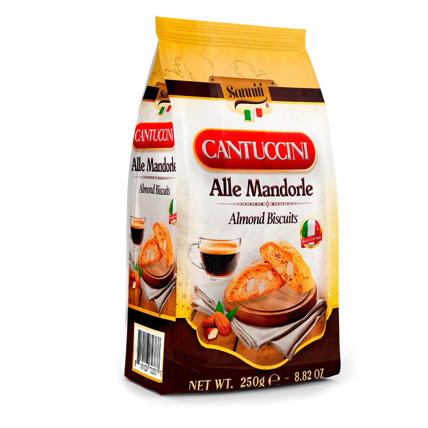 Sanniti Cantuccini Almond Biscuits | Traditional Italian Cookies with Almonds | Product of Italy, 8.8 oz (250g) (Pack of 6)