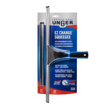 Unger Professional Connect and Clean 18” EZ Change Window and Glass Cleaning Squeegee, Large and Small Windows, Rubber Blade Tool for Streak-Free
