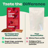 Copper Cow Premium Vietnamese Ground Coffee, 24 OZ | Churro Flavored Coffee | Dark Roast Made with Real Cinnamon | 100% Vietnamese Coffee, Smooth