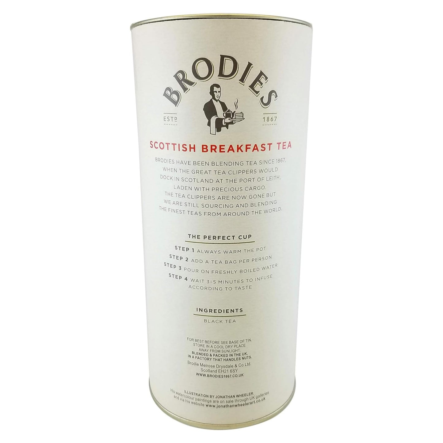 Brodies Tea, Scottish Breakfast Tea, Black Tea Imported from Scotland, Canister of 50 Bags (Pack of 1)