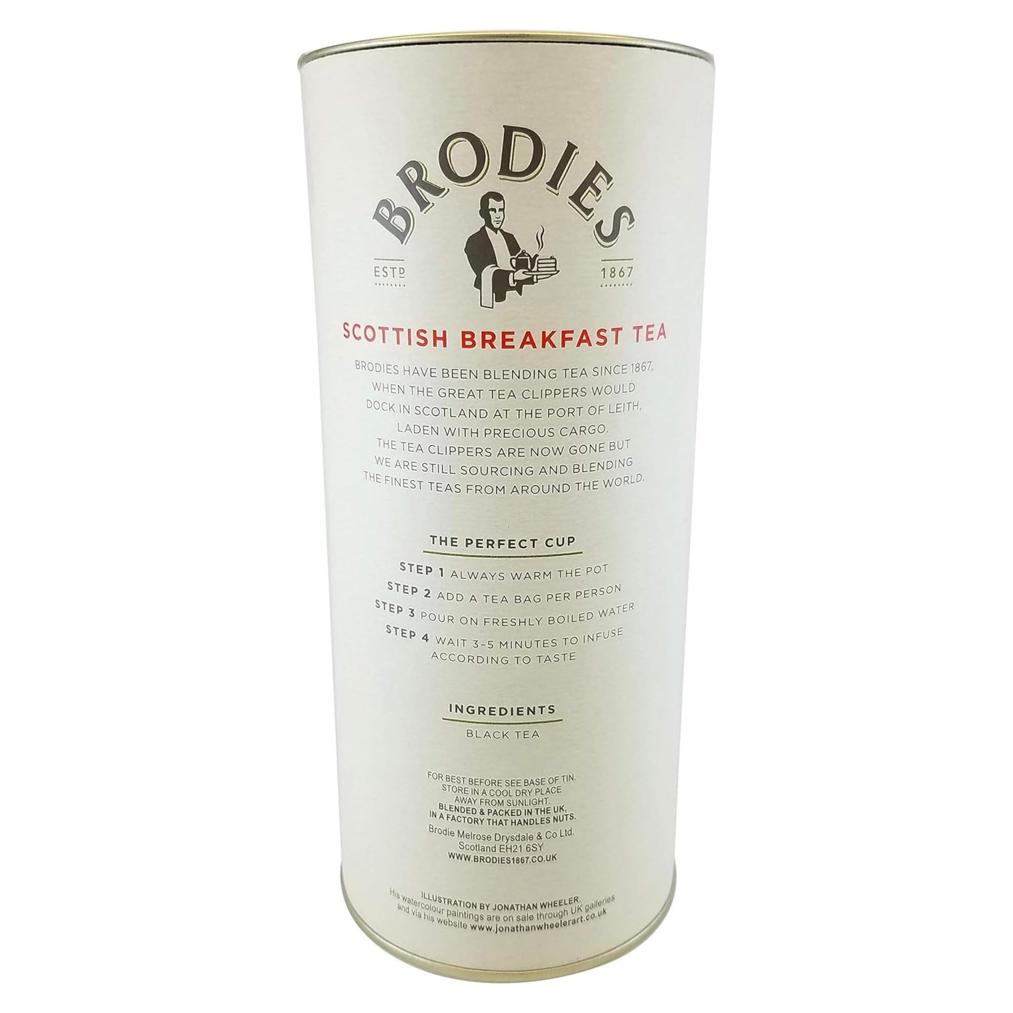 Brodies Tea, Scottish Breakfast Tea, Black Tea Imported from Scotland, Canister of 50 Bags (Pack of 1)