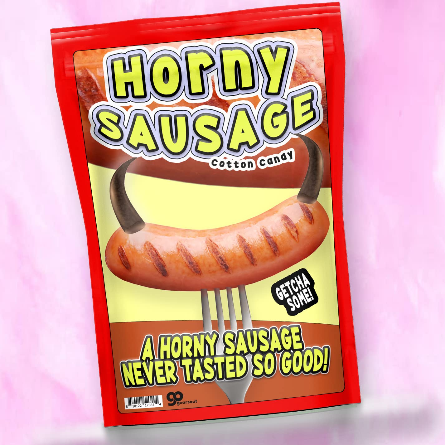 Horny Sausage Cotton Candy - Funny Food Gifts for Women - Sausage Gift for Sausage Lovers - Pink Strawberry Flavor - Stocking Stuffers for Wives