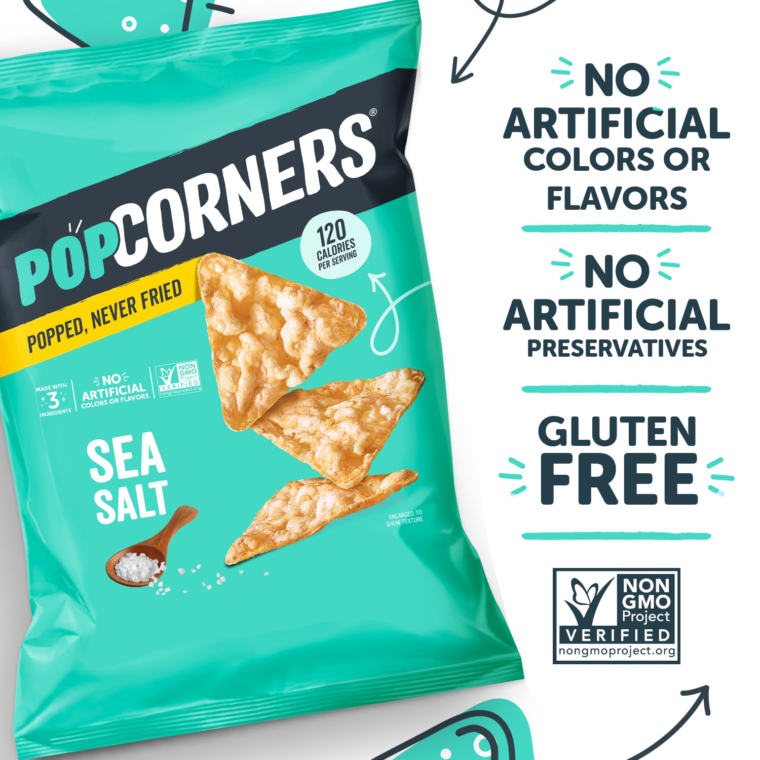 PopCorners Popped Corn Snacks, Sea Salt, 1 Ounce (Contains 20 Packets) (Packaging May Vary), Gluten Free