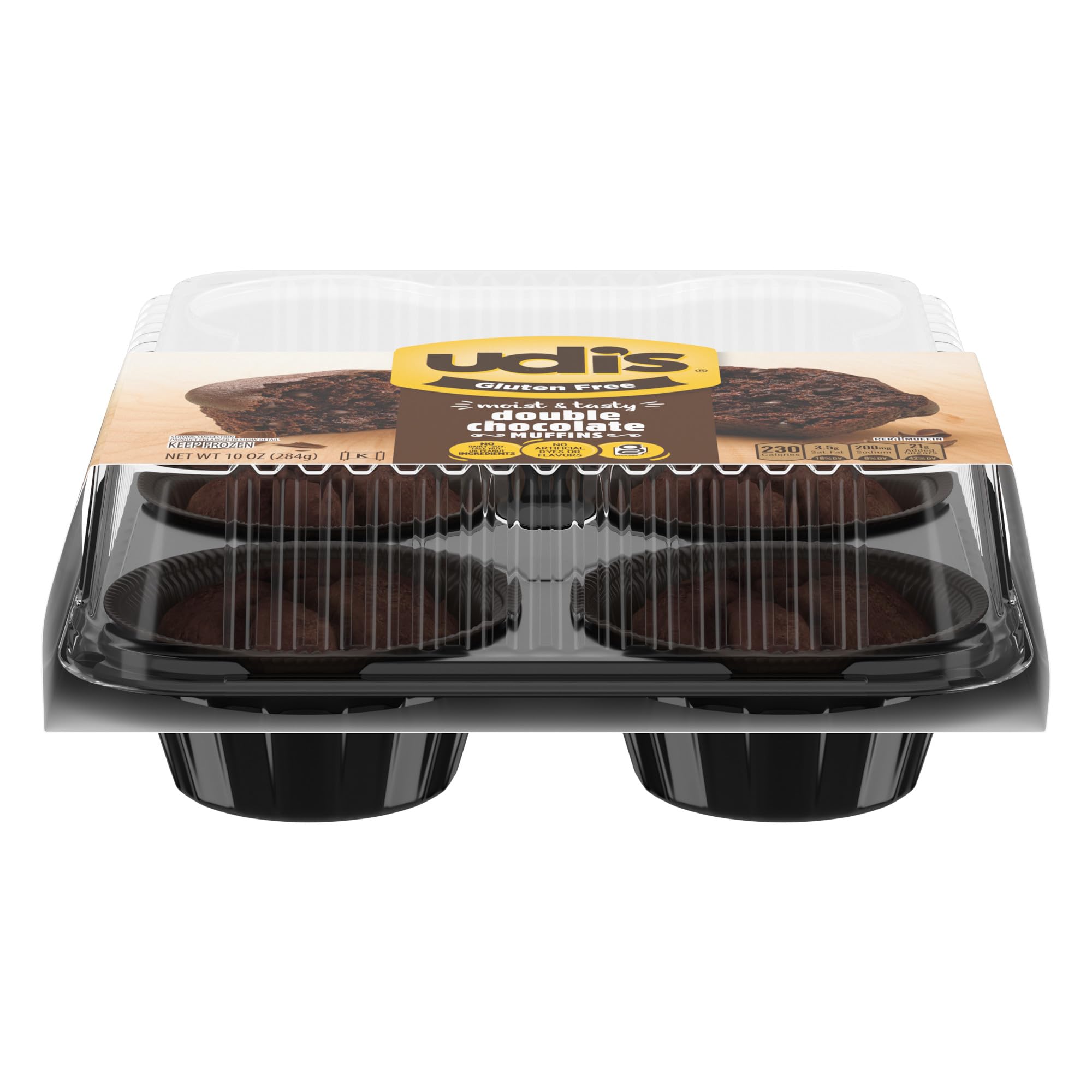 Udi's Gluten Free Double Chocolate Muffins, Frozen, 10 oz 4 ct, 10 oz (frozen)