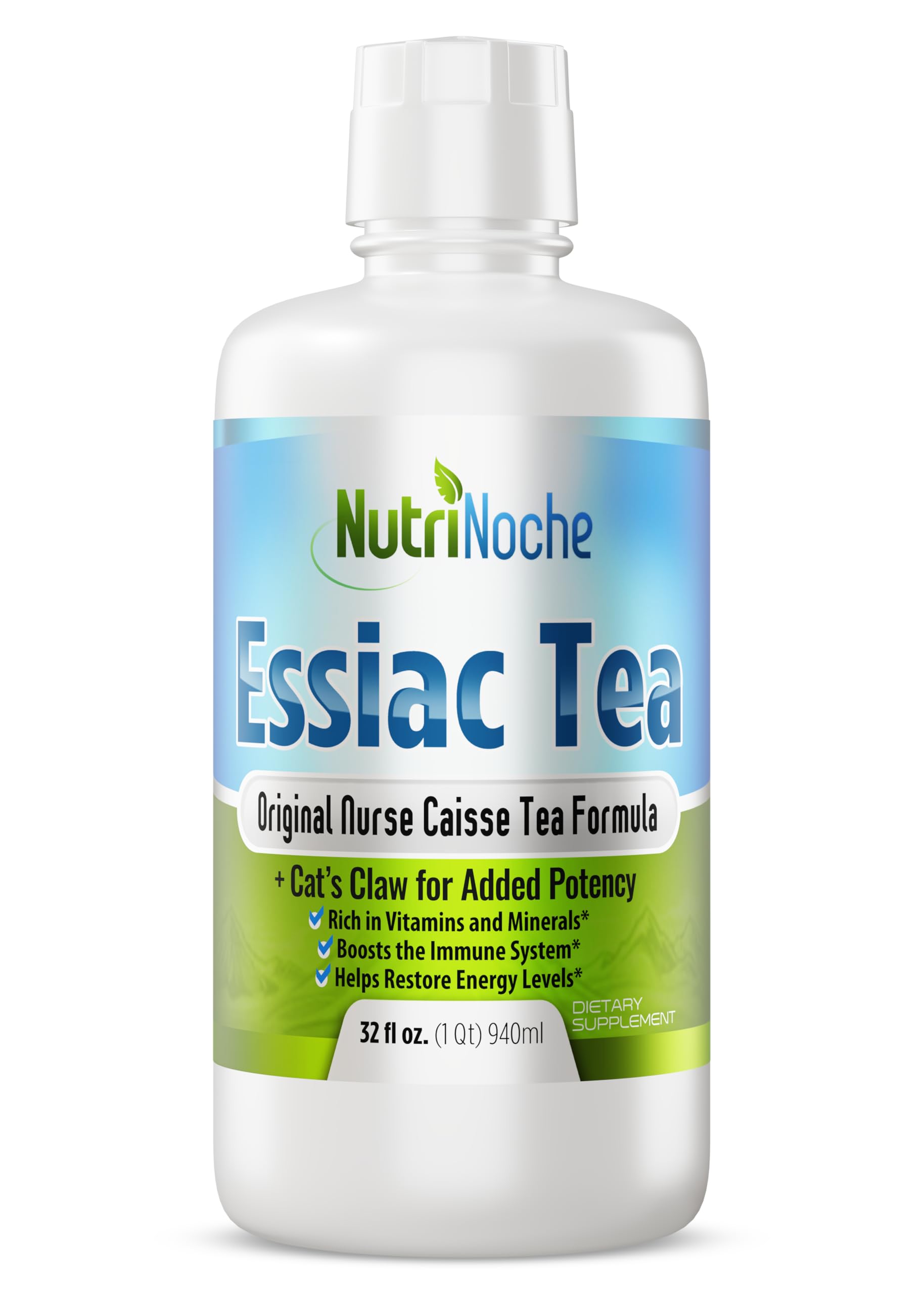 NutriNoche 5-Herb Essiac Tea - 32oz (30-Day Supply) - Ready to Drink Botanical Tonic with Organic Cat's Claw, Burdock Root, Sheep Sorrel, Slippery