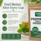 Peppermint Tea Bags - Strong Mint for Digestion & Bloating Relief - Caffeine Free Herbal Tea - 100% Pure Peppermint Leaves, Fresh & Aromatic, Non-GMO