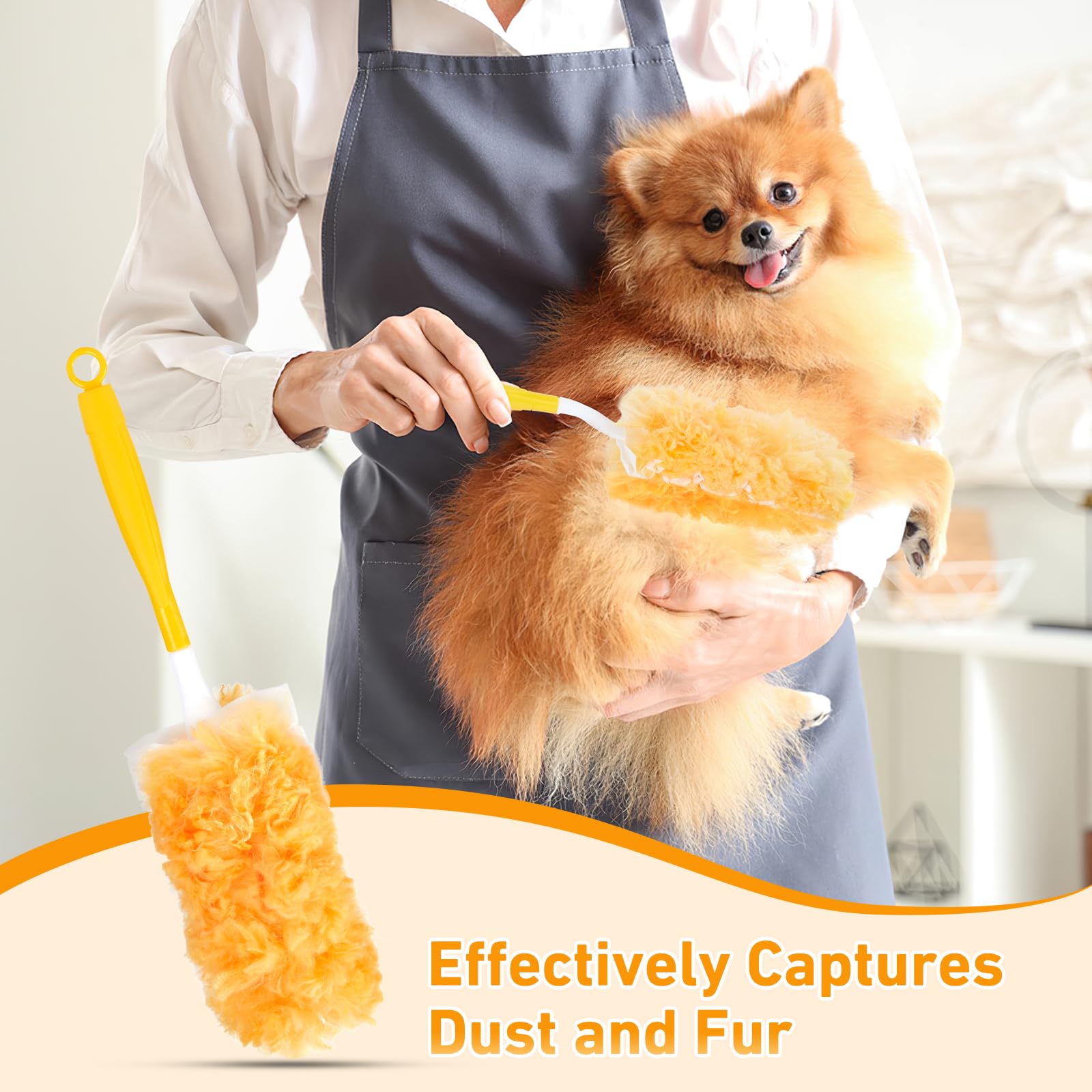 360° Duster Refills Kit for Swiffer Duster, 25 Pack & 1 Handle, Multi-Surface Dusters with 4X Cleaning Power. Efficient Duster Kit for Cleaning Pet