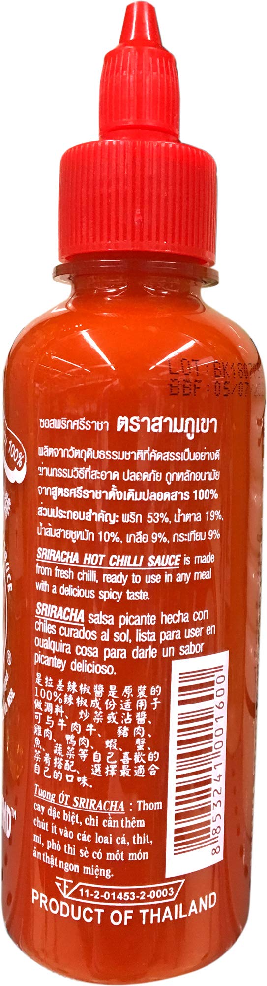 Original Three Mountain Sriracha Hot Chili Sauce Most Spicy flavor Bottle - 10.5 oz (Red Spice)