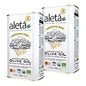 Aleta, Organic & PDO Extra Virgin Olive Oil, 2025 Gold Award, Certified Single Estate, Crete Greece, First-Cold Press, 1 Lt (33.8 oz.) Tin, Pack of 2
