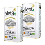 Aleta, Organic & PDO Extra Virgin Olive Oil, 2025 Gold Award, Certified Single Estate, Crete Greece, First-Cold Press, 1 Lt (33.8 oz.) Tin, Pack of 2