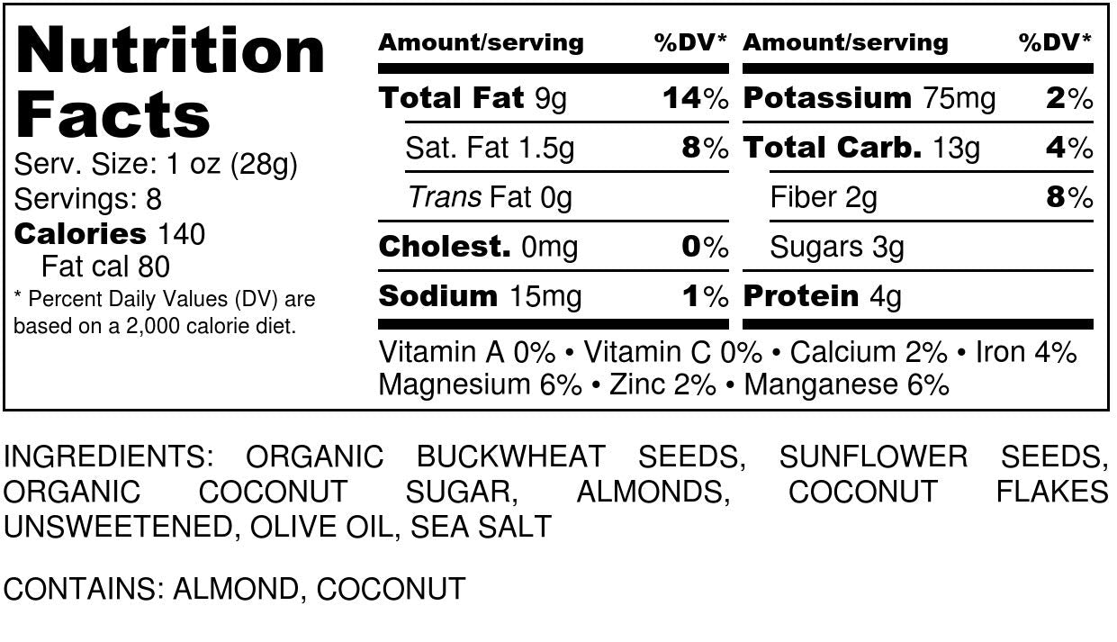 Granola Grain Free Paleo Vegan Gluten Free Low Sugar