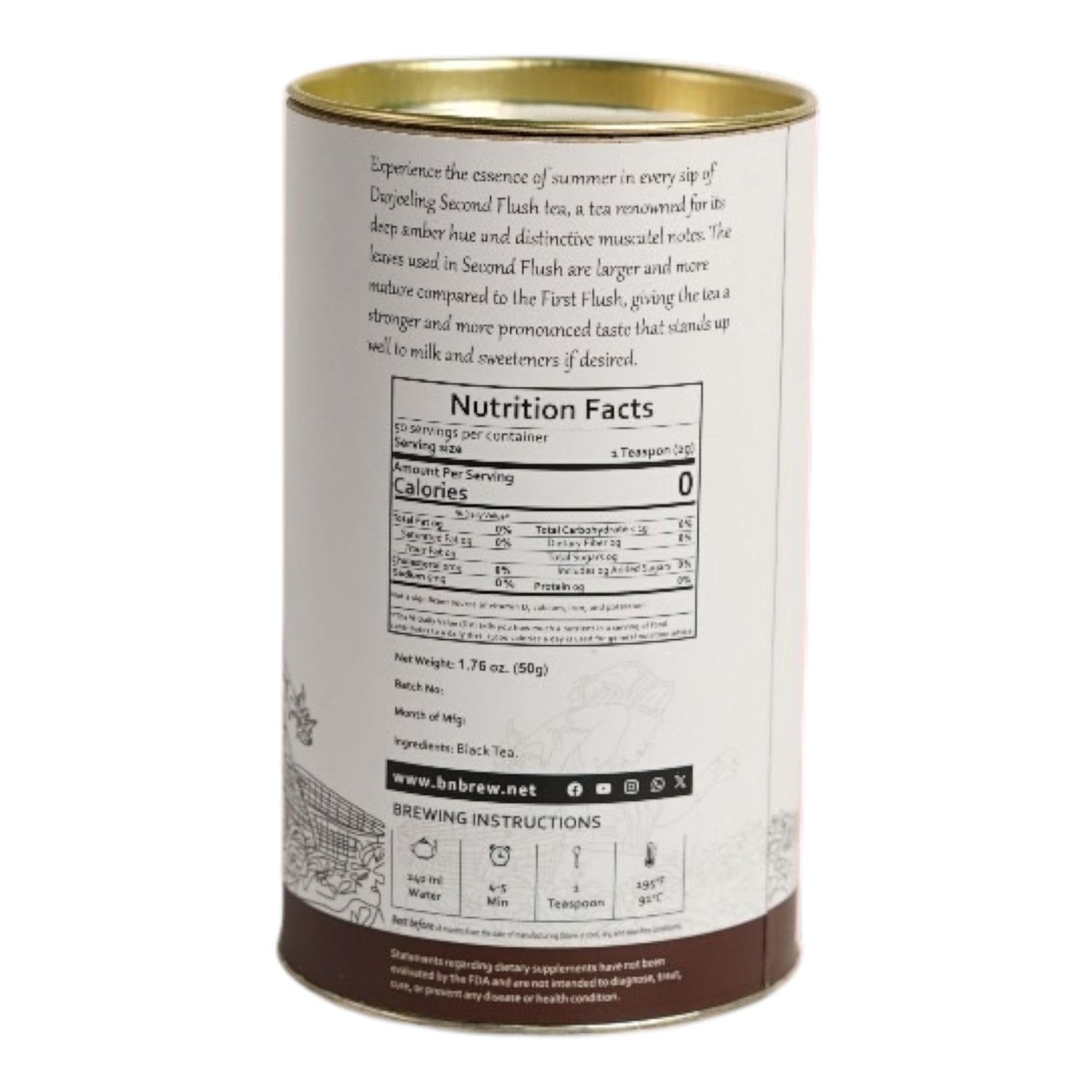 Blossom & Brew Himalayan Sunset Second Flush Darjeeling Black Tea (1.76oz/25 Cups) - Bold Indian Loose Leaf Chai with Rich Harvest Flavor & Muscatel