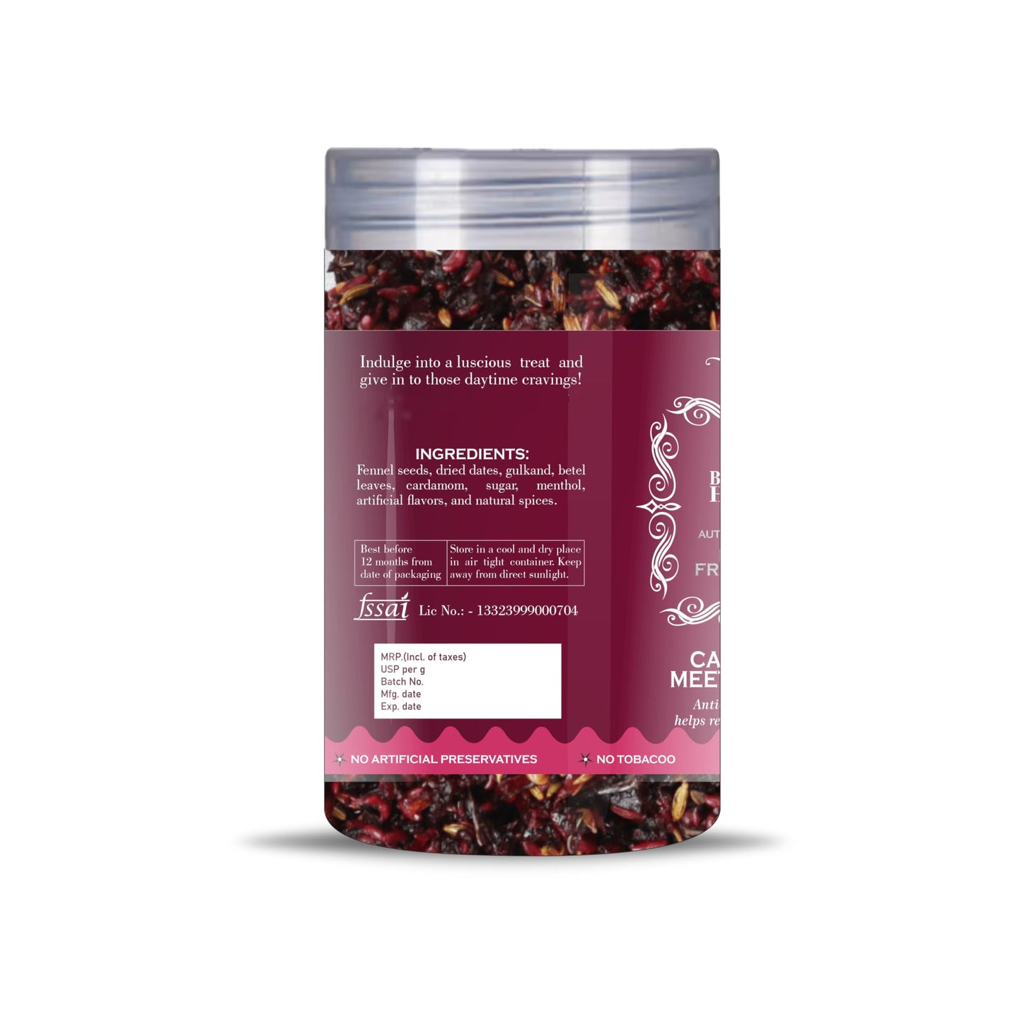 Blessfull Healing Calcutta Meetha Paan 5 Oz(Ounce) Airtight Container With Spoon