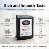 Carmel Valley Coffee Roasting Espresso 1940 - Organic Medium Roast, Africa, Central & South America - Notes of Dried Berries, Toasted Nuts & Baker’s
