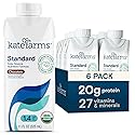 KATE FARMS Organic 1.4 High Calorie Nutrition Shake, Chocolate, 20g Protein, 27 Vitamins and Minerals, Meal Replacement, 11 oz (6 Pack)