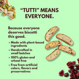Tutti Gourmet Gluten Free Pistachio & Cranberry Biscotti, 9.9 oz (283g) Resealable Cookie Bag - Vegan and Halal Snacks