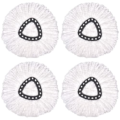 Spin Mop Replacement Head, 4 Pack Mop Replace Heads Compatible with 360 Degree Spin Mops, Microfiber Spinning Mop Refill, Easy Cleaning and Wring Spin