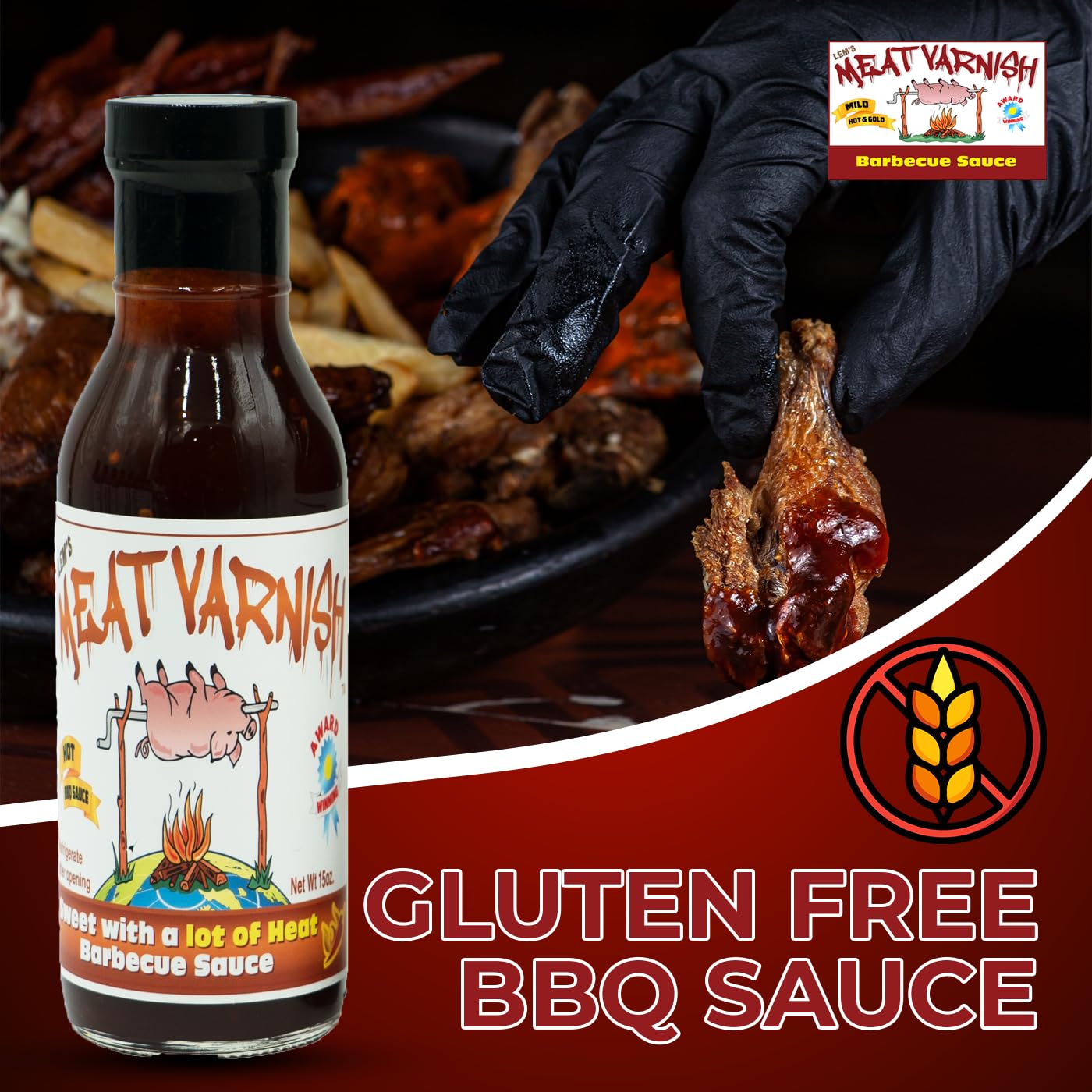 Lem’s Meat Varnish BBQ Sauce 12 oz Bottle Sweet Hot Barbecue Sauce 2-pack