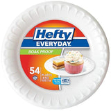 Hefty Everyday 7 Inch Foam Snack Plates, White, 54 Count