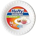 Hefty Everyday 7 Inch Foam Snack Plates, White, 54 Count
