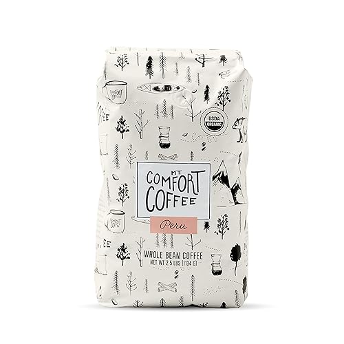 Mt. Comfort Coffee Organic Peru Medium Roast, 2.5 Pounds - Flavor Notes of Nutty, Chocolate, & Citrus - Sourced From Small, Peruvian Coffee Farms