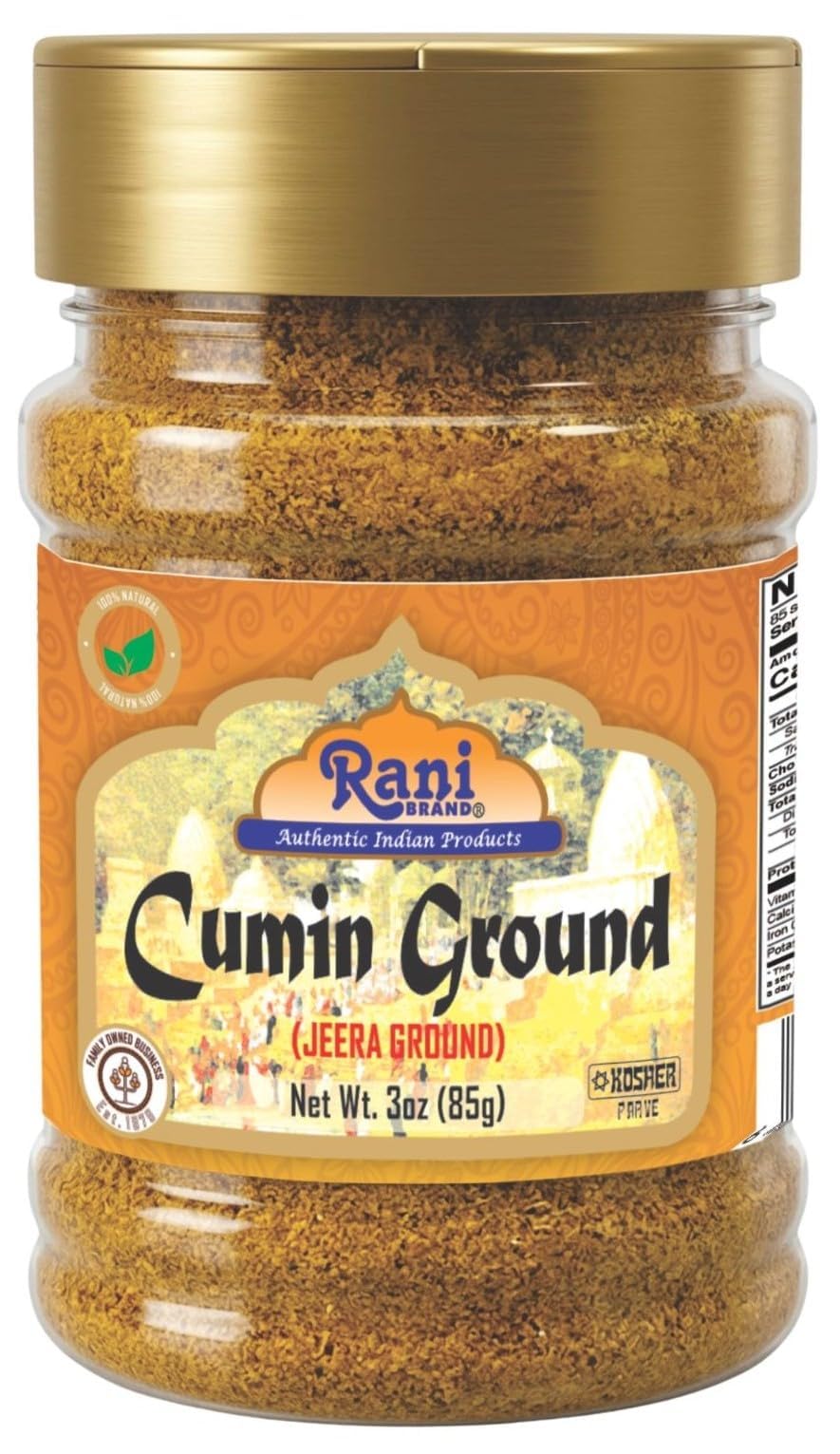 Rani Cumin (Jeera) Powder Spice 3oz (85g) PET Jar ~ All Natural | Vegan | Gluten Friendly | NON-GMO | Kosher | Indian Origin