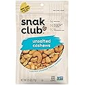 Snak Club Roasted & Unsalted Cashews, 2.5 Ounce (Pack of 6)