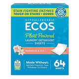 ECOS Laundry Detergent Sheets Vegan, No Plastic Jug, No Mess, Liquid Free - Hypoallergenic, Plant Powered Laundry Detergent Sheet - Magnolia & Lily